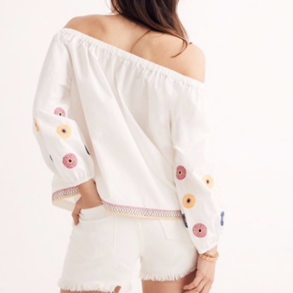 MADEWELL l Embroidered Off-the-Shoulder Top - Picture 2 of 6